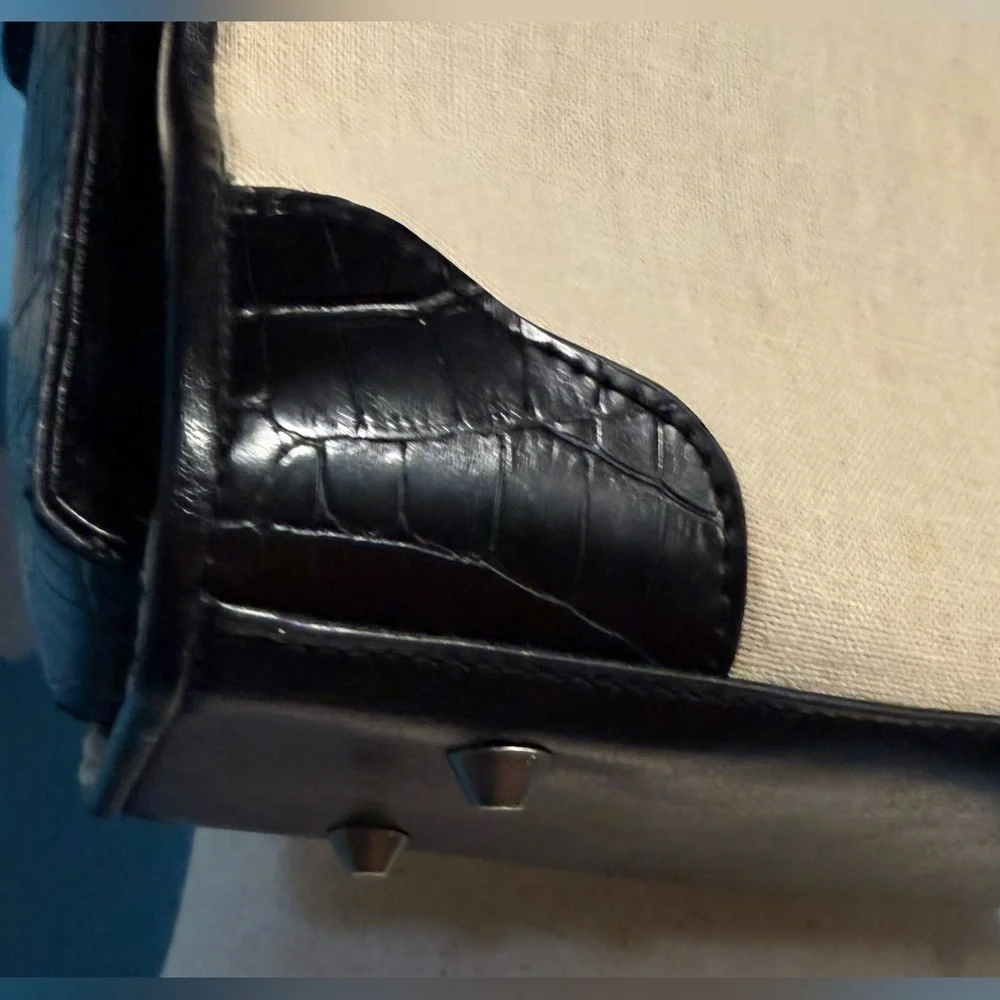 Vintage Bueno linen, silver tone southwest, leather shoulder bag.